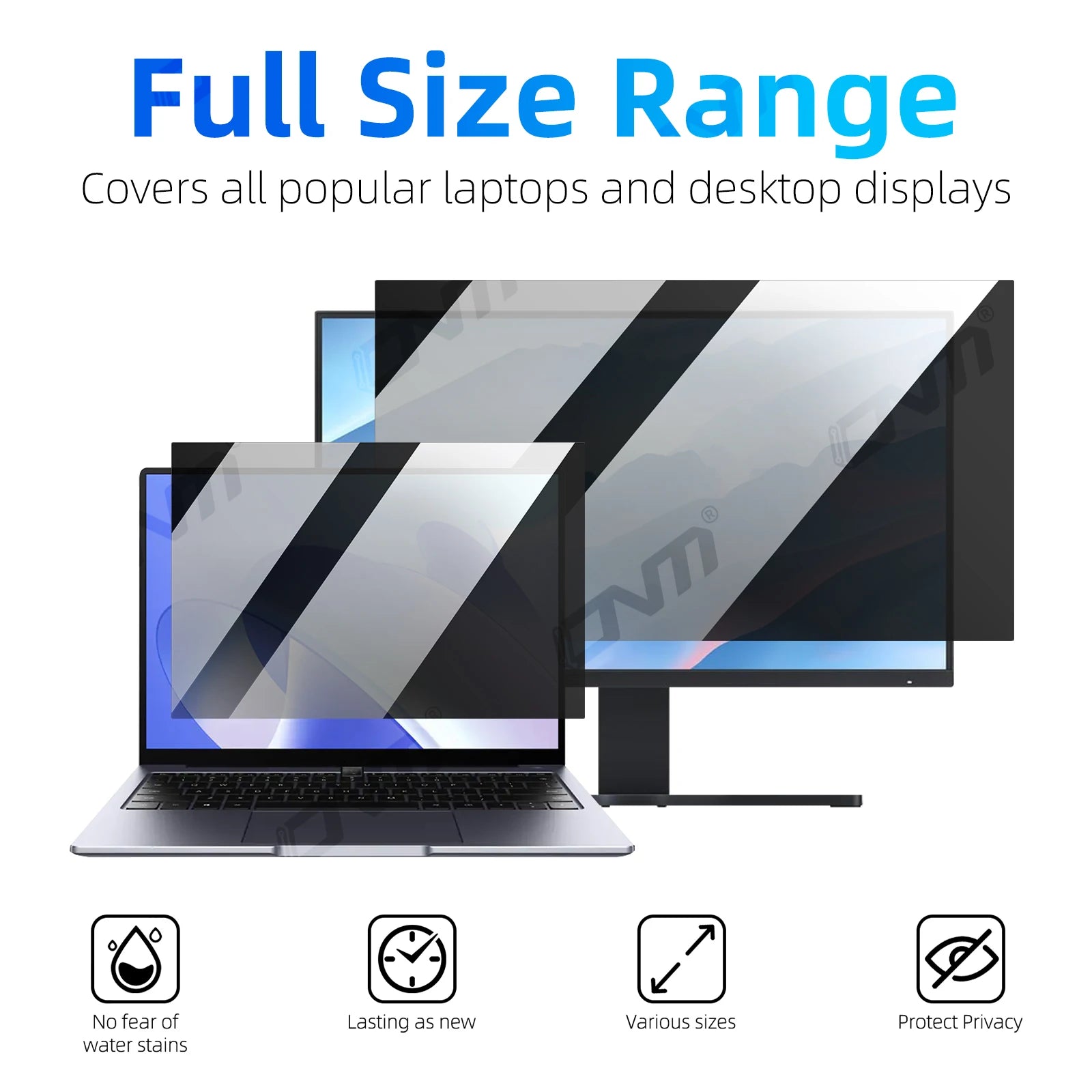 Privacy Screen Protector 11.6-32 inch 16:9/16:10/5:4 Laptop Desktop, 28° Anti-Spy Anti-Glare Matte Blue Light Filter Film 0.45mm