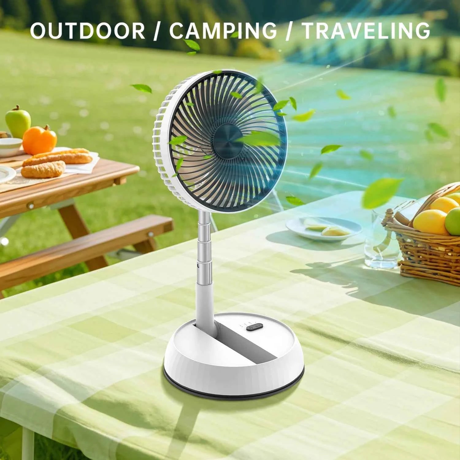 Remote control retractable folding vertical fan USB outdoor camping convenient fan 180 °+90 ° shaking 8-inch desktop fan