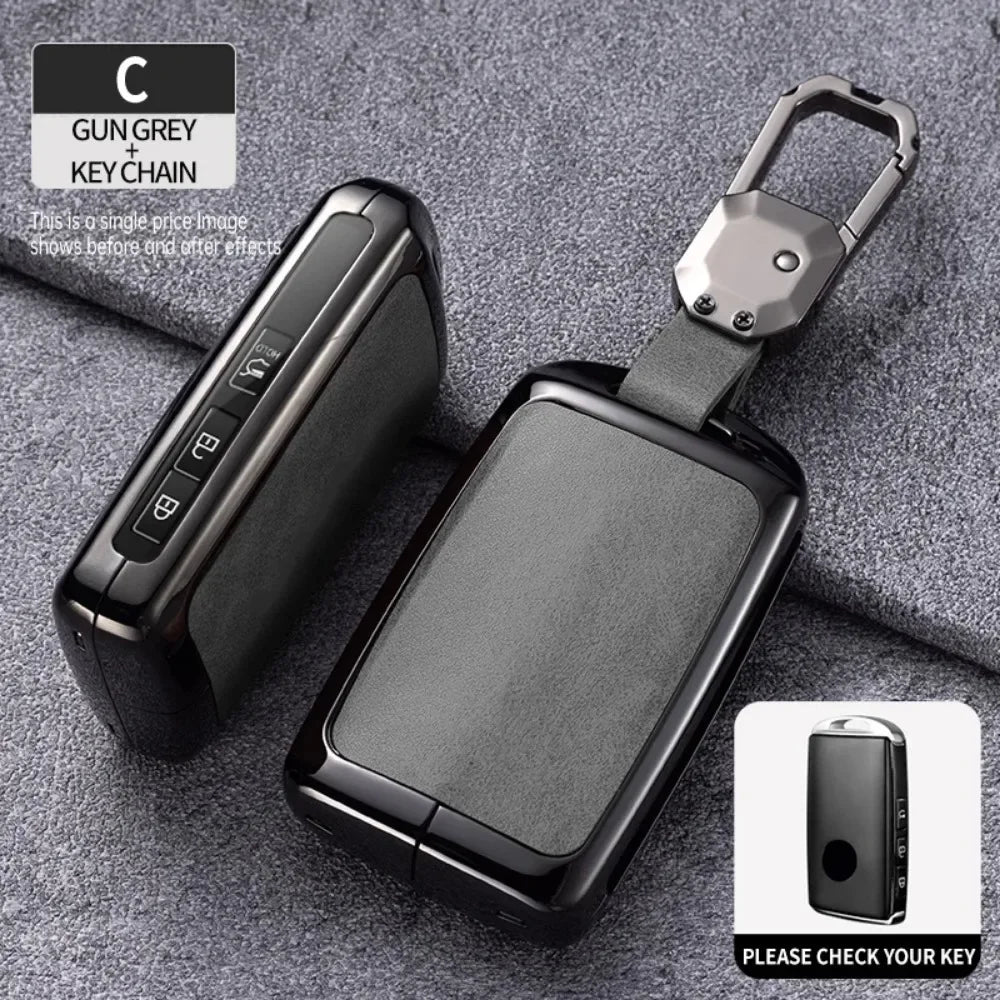 Zinc Alloy Leather Smart Car Key Fob Case Cover Chain Remote Shell Holder Protector for Mazda 3 6 CX3 CX30 CX5 CX8 CX9 CX50 CX60