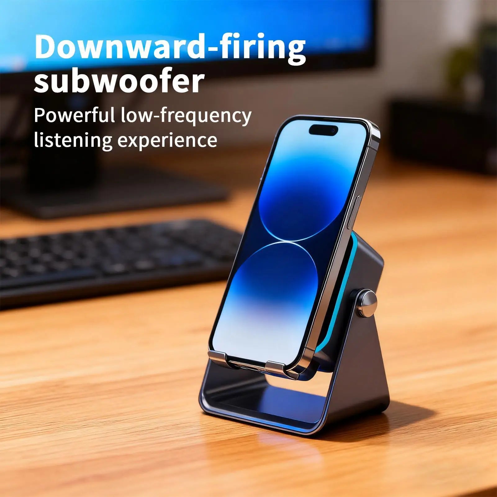Upgraded Folding Phone Holder With Induction Speaker & Light, 10W Portable Audio Bracket For Desk, Home, Office, Travel Decor