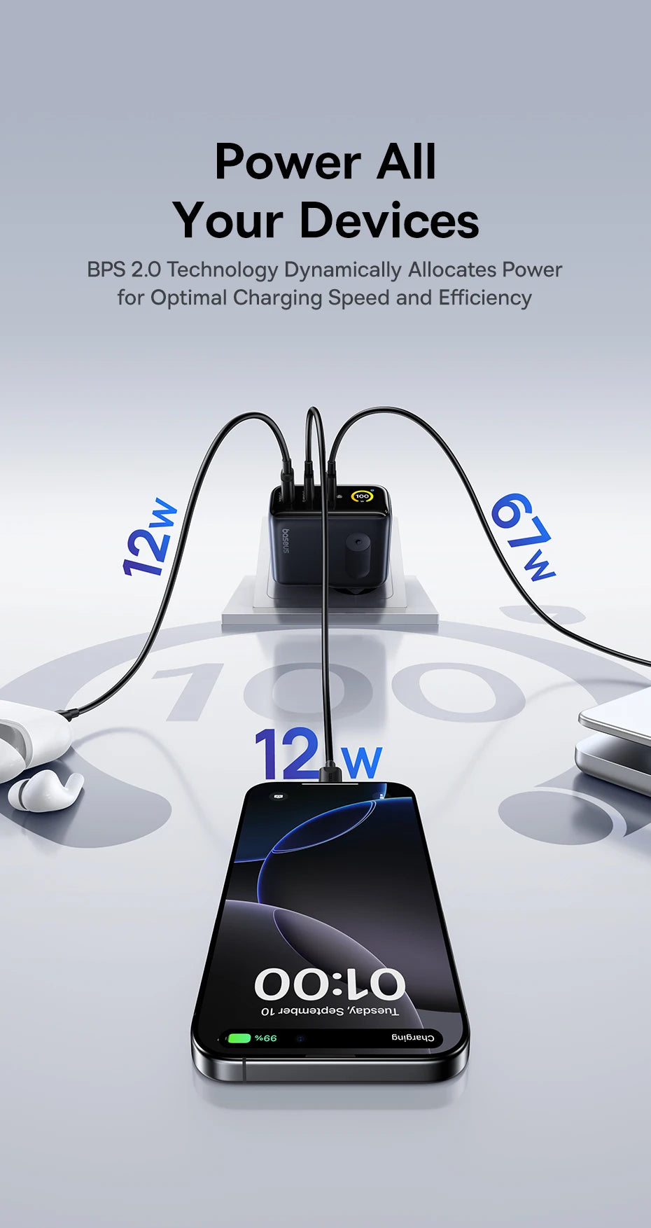【New Sale】Baseus 100W Charger Fast Charger For iPhone 17 16 Xiaomi Samsung Laptop Tablet Charger PD Charger USB Phone Charger