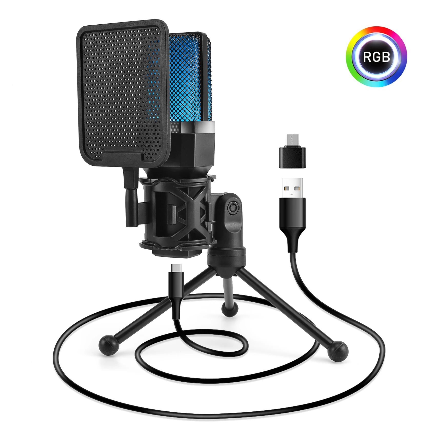 Professional USB Condenser Microphone Kit – Gaming & Podcast Mic for PC/Laptop, Wired Studio Recording Mic for Streaming, Karaoke & Voice Overs.
