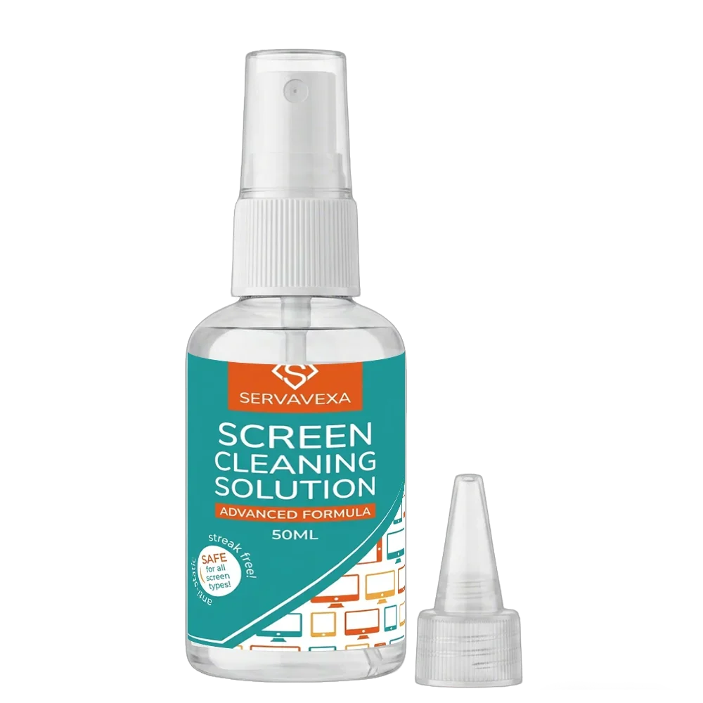 SERVAVEXA Screen Cleaner Spray Kit for Laptop Phone TV Monitor Tablet, Streak-Free Lens Cleaning Solution with Microfiber Cloth