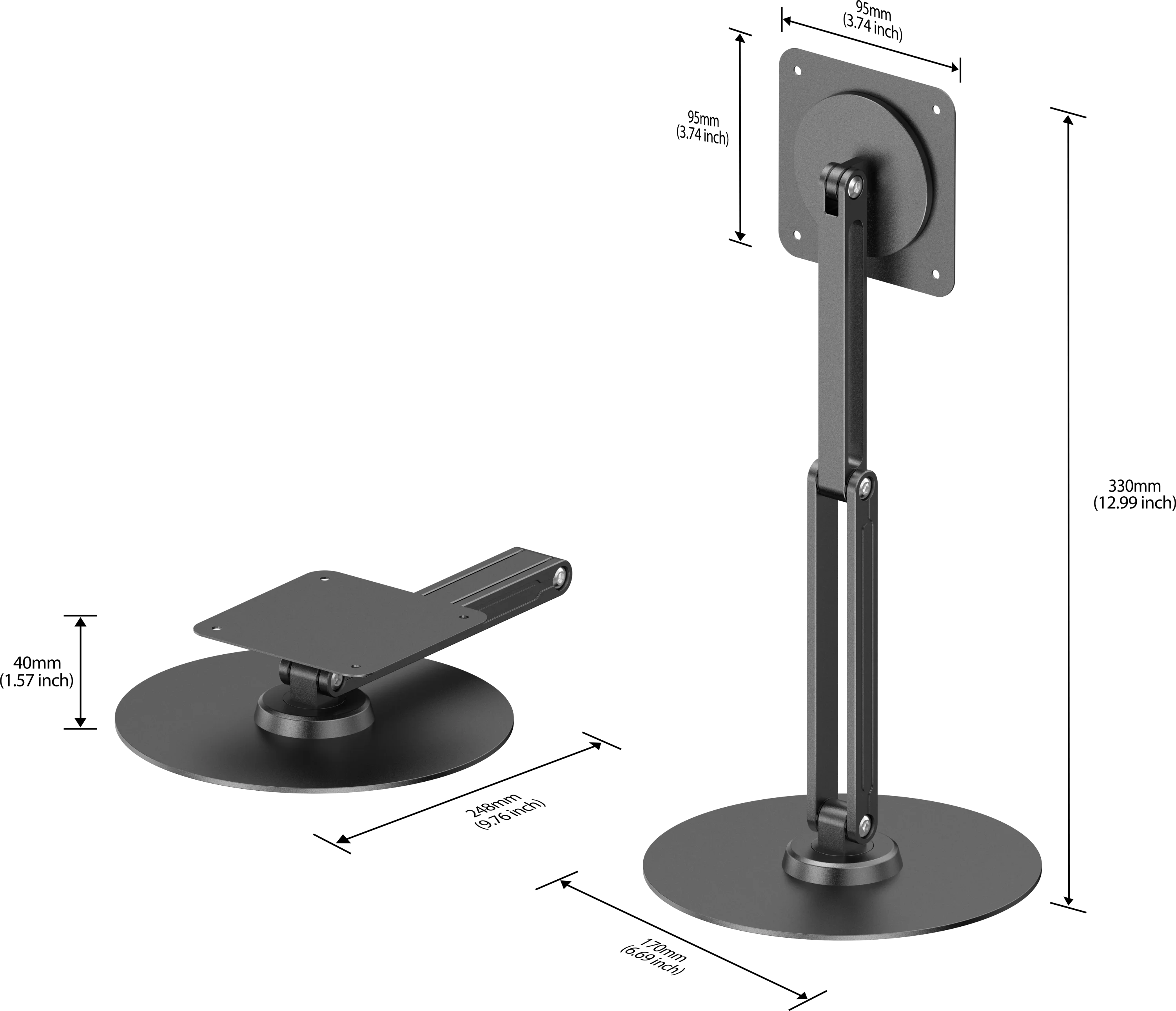 UPERFECT Portable Magnetic VESA Mount for Monitor 360° Swivel Base Adjustable Stand Multi-Angle Holder Support 12