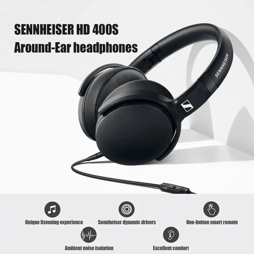 Sennheiser HD400S Headphones Head Mounted Wired with Microphone  Esports Games Closed Ear Pack Low Bass Noise Reduction