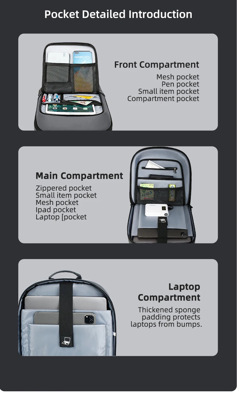 Heroic Knight Laptop Work Backpack Slim Men Waterproof Multifunctional 15.6
