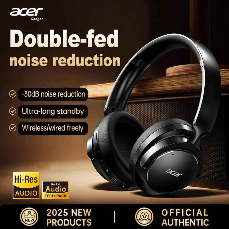 Acer Ohr560 Wireless Bluetooth Headset, Full-Ear Foldable Headphones with Built-In Microphone, Stereo Sound, Active Noise Reduction, Compatible with 3.5mm Audio Cable, Suitable for Work, Travel, and Gaming