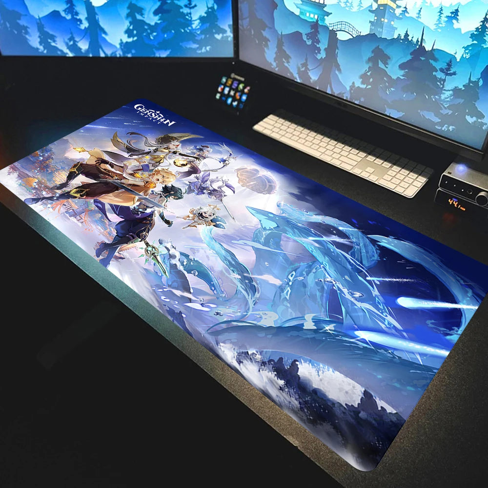 Anime Mousepad Genshin Impact Mouse Pads Gamer Mat Xxl Pc Accessories Desk Protector Keyboard Pads Computer Desks Gaming Mats
