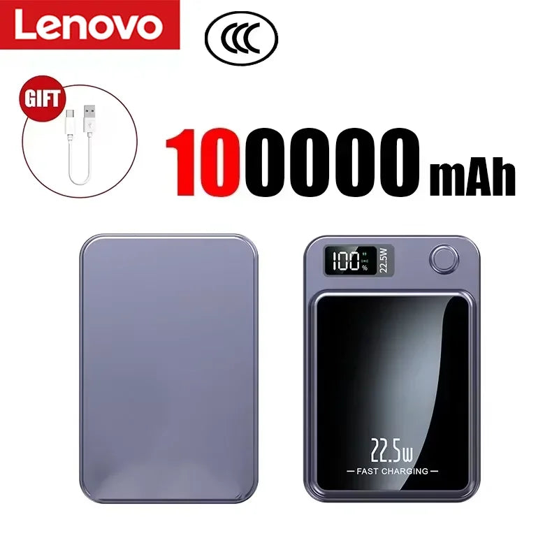 Lenovo New 500000mAh Magnetic Power Bank Fast Wireless Charging Portable Auxiliary Battery for MagSafe Samsung Huawei iPhone