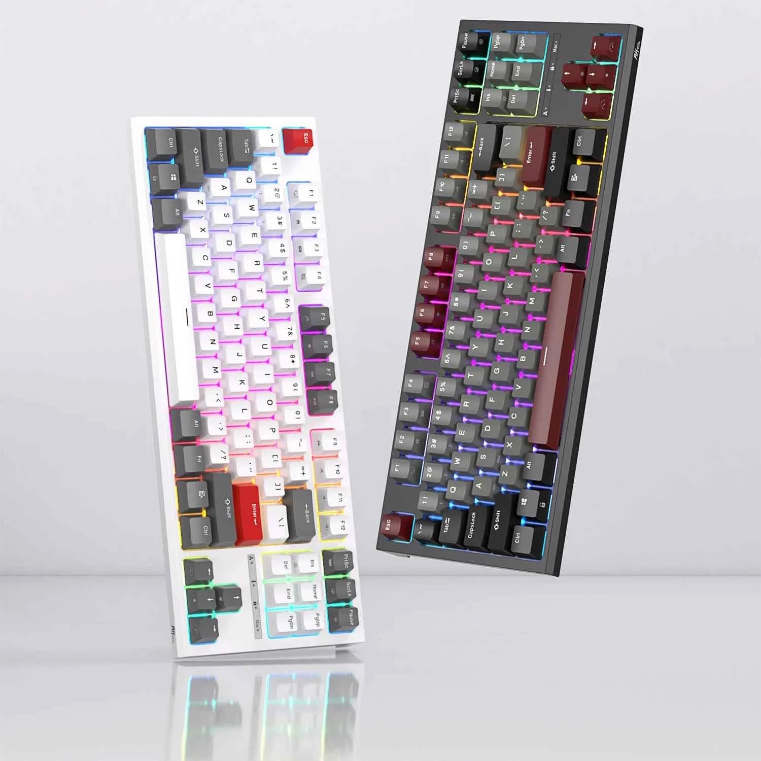 RK ROYAL KLUDGE R87 Russian Mechanical Keyboard 87 Keys RGB Backlit Hot-swappable Wired Gaming Keyboard Customised Keycaps