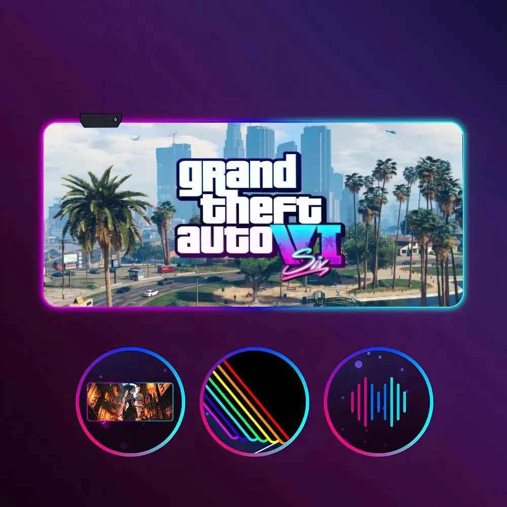 Game G-gta 6 Mouse Pad RGB Luminous 900X400mm Large Table Mat Non-slip Extra Large Game Office Mouse Pad