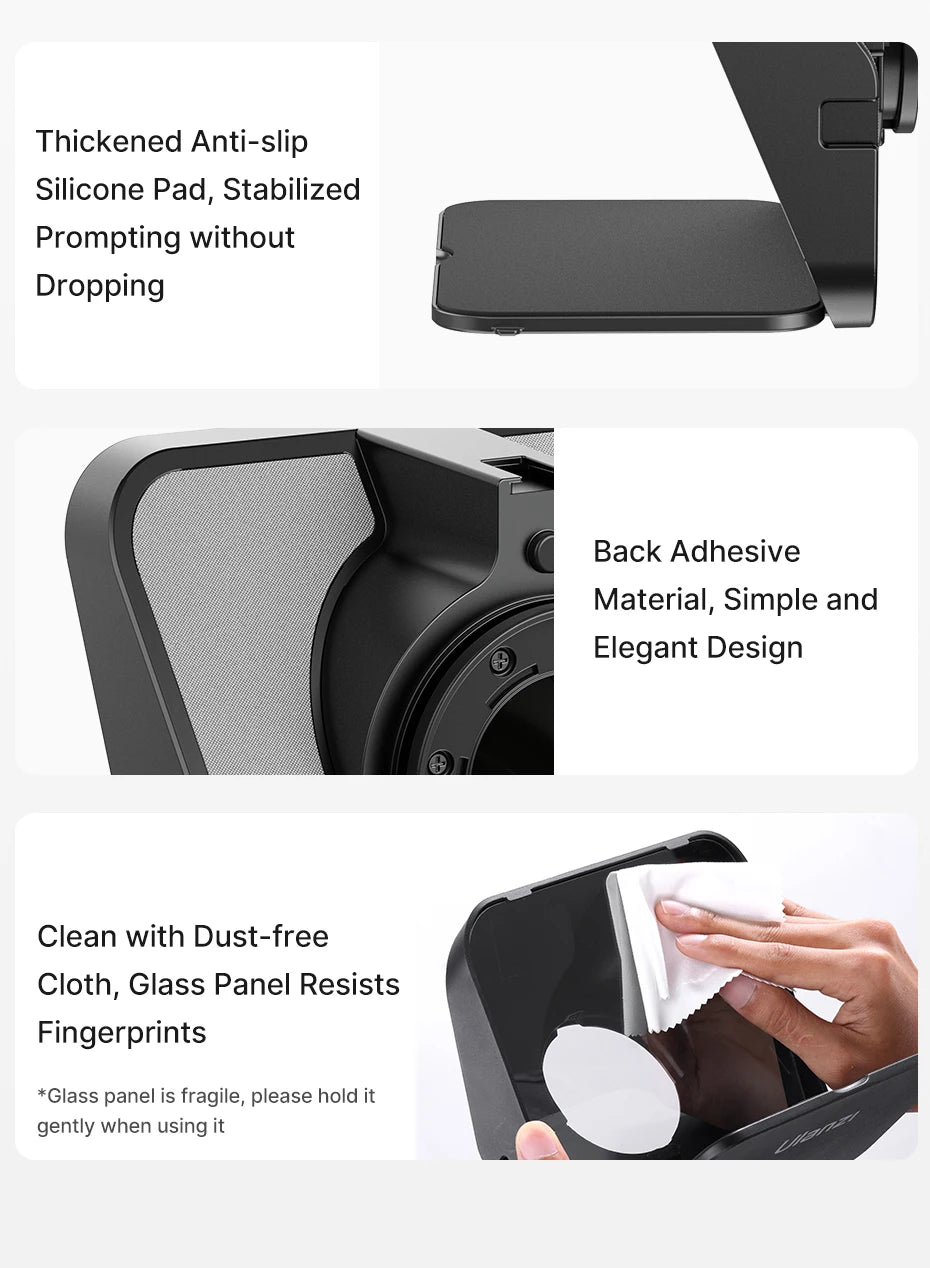 Ulanzi RT02 Teleprompter Portable Mini Collapsible Prompter for Tablets DSLR Laptop Camera Phone Live Streaming Video Recording