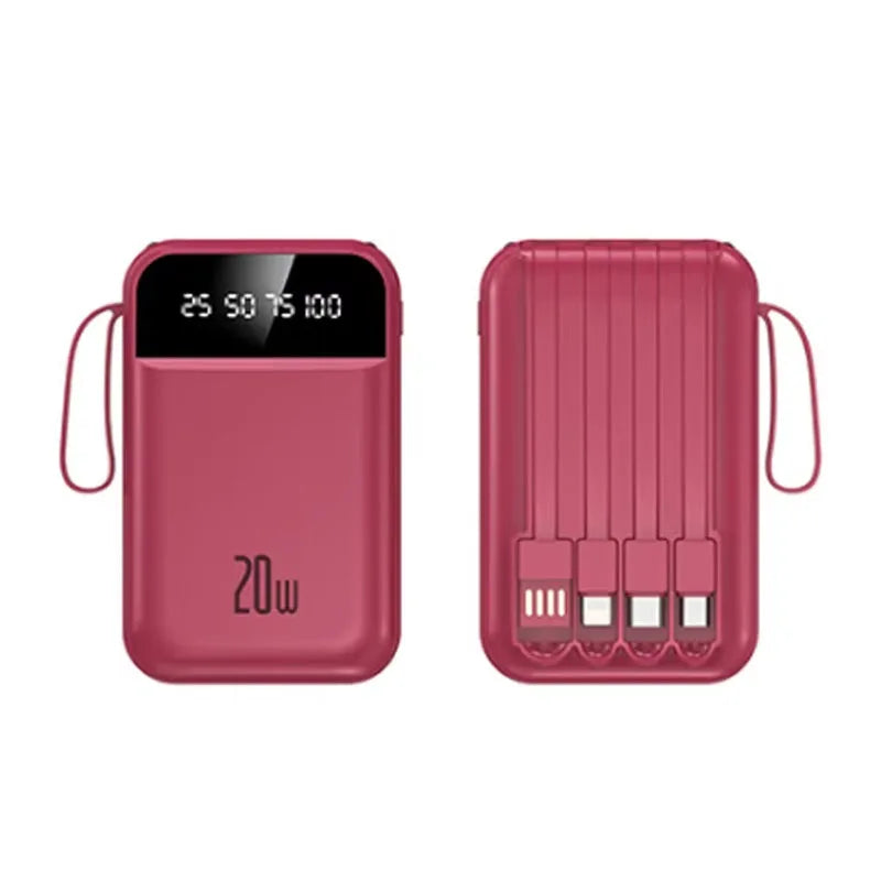 10000mAh compact portable power bank charging with built-in charging cable Powerbank suitable for iPhone/Samsung/Xiaomi/Huaewei