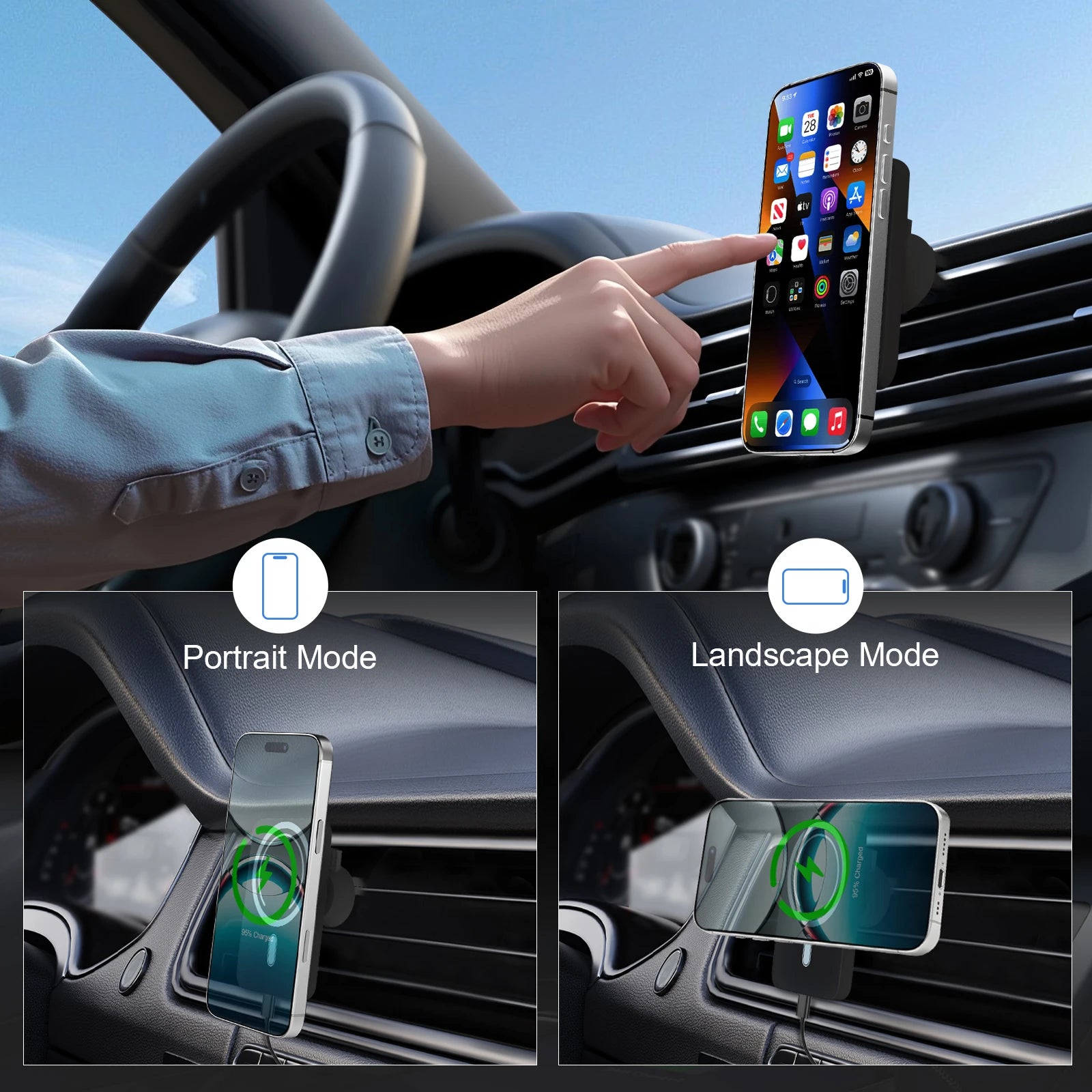 Magnet Wireless Car Charger 15W Phone Holder Car Air Vent Fast Charging Pad For Magsafe iPhone 17 16 15 14 13