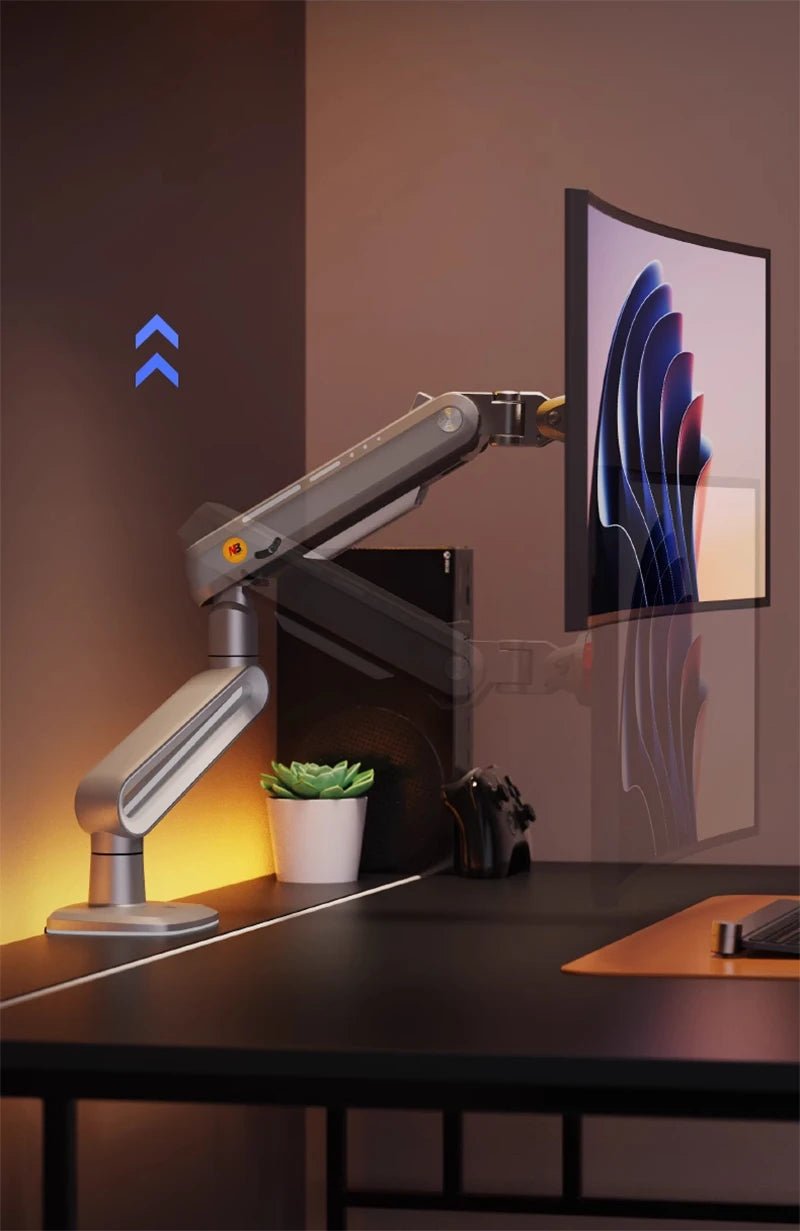 NB A6 Gaming Monitor Arm 27-50 Inch Curved Arc Screen Desktop Monitor Holder 2-18kgs Ultra Wide Monitor Mount