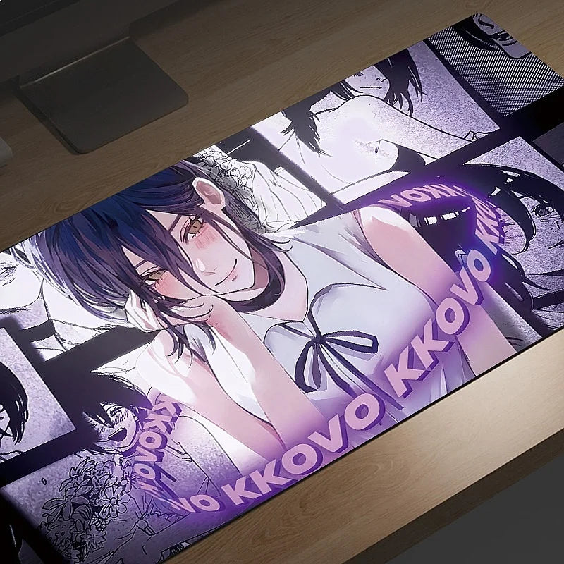 Black White Anime Mouse Pad Oversized Gaming Desk Pad Large Keyboard Mat Office