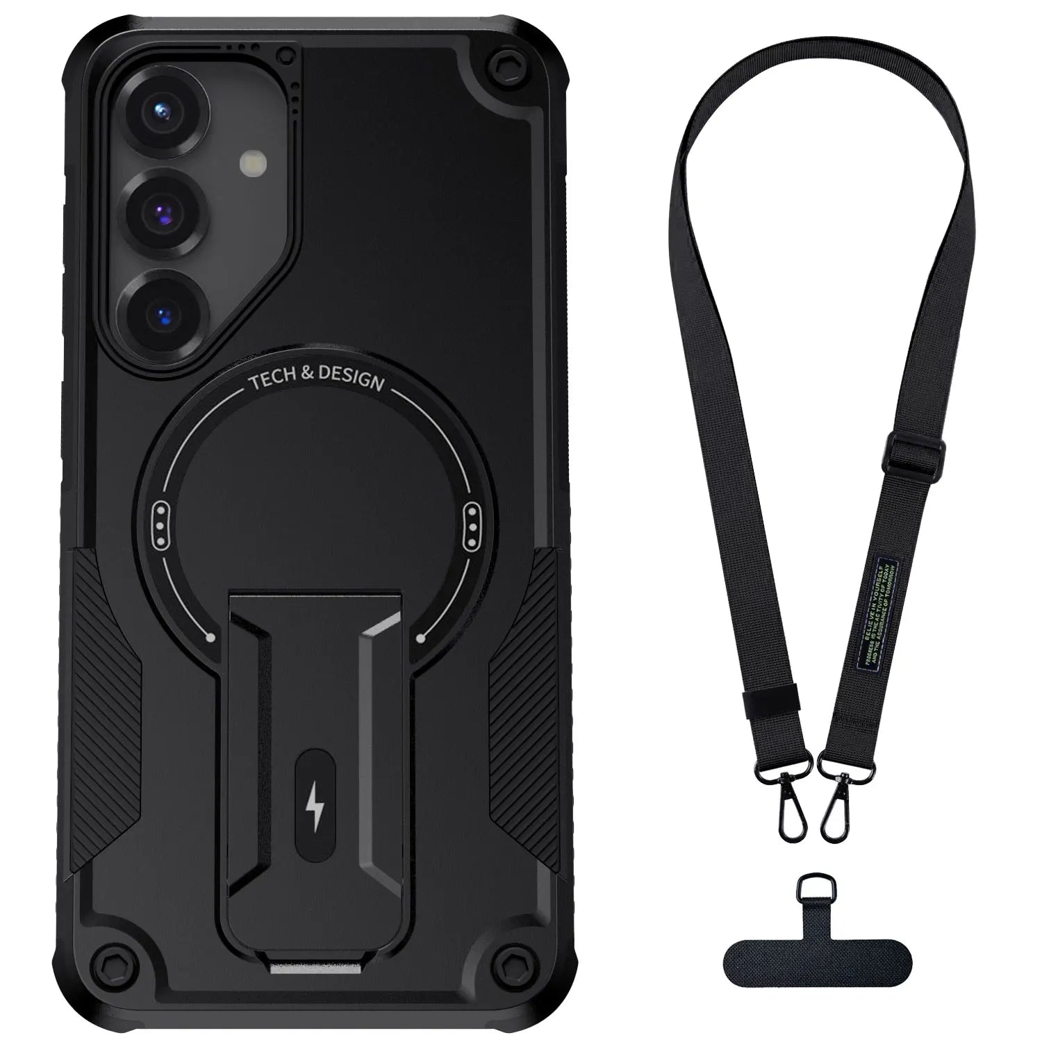 For Samsung Galaxy S25/Plus/Ultra/S25 Edge/S24/Plus/S24 Ultra Phone Case Shockproof Heavy Duty Kickstand Cover With Lanyard