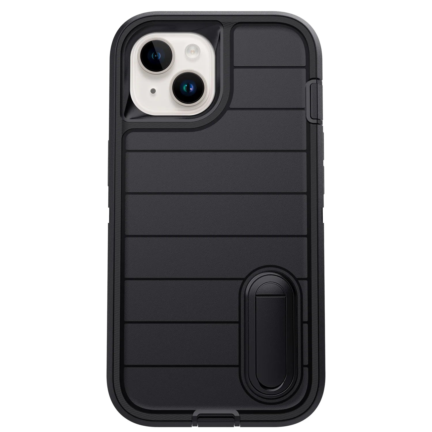 For iPhone 13/iPhone 13 Pro/iPhone 13 Pro Max 5G 3-Layers Heavy Duty Protective Kickstand Phone Cover Black Case