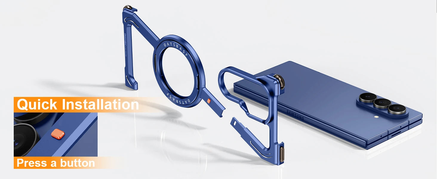 Eary Frame Case for Samsung Galaxy Z Fold 7 for Magsafe 360°Rotation Magnetic Stand Metal Phone Case Shockproof Protector Cover