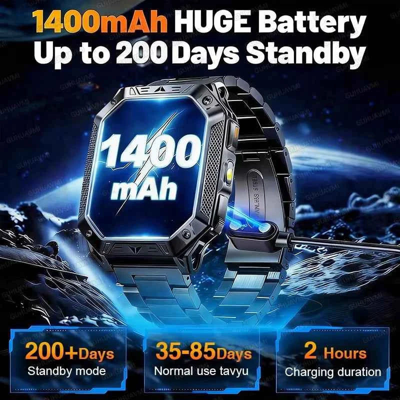 TANK Ultra 2026 1400mAh Military GPS Smart Watch Men 200Day Standby Rugged Tactical Watch 10ATM Diving SOS Satellite Alert Clock