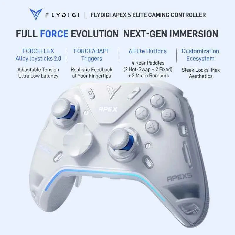 Flydigi apex 5 controller gamepad wireless gamepad for pc /Switch/Phone/TV/tablet computer,charging dock with Cool RGB screen