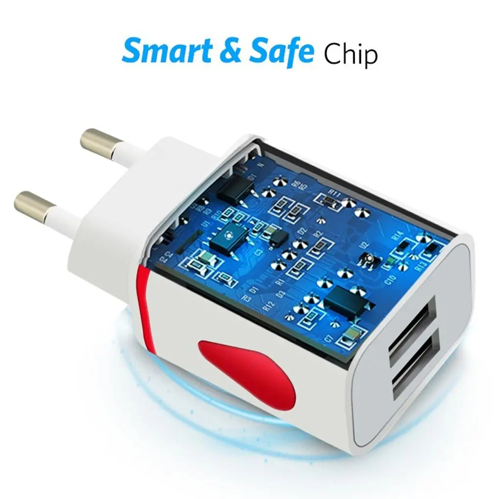 USB Wall Charger for Samsung Xiaomi Dual Port 2A Output Travel Plug Power Adapter Compatible for Phone EU/US Plug