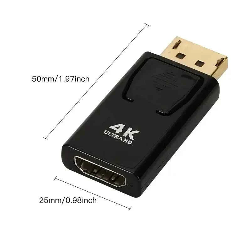 4K DisplayPort To HDMI Adapter DP To HDMI Converter Gold-Plated Connectors Audio Video Sync For PC Laptop PS5 Monitor