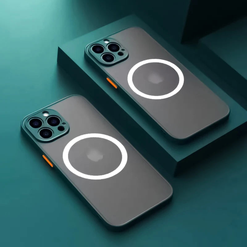 for iPhone 16 15 14 13 12 11 Pro Max Plus Mini XS XR SE 7 8 Case Wireless Charge Magnetic Magsafe Skin Matte Cover Shell Fundas