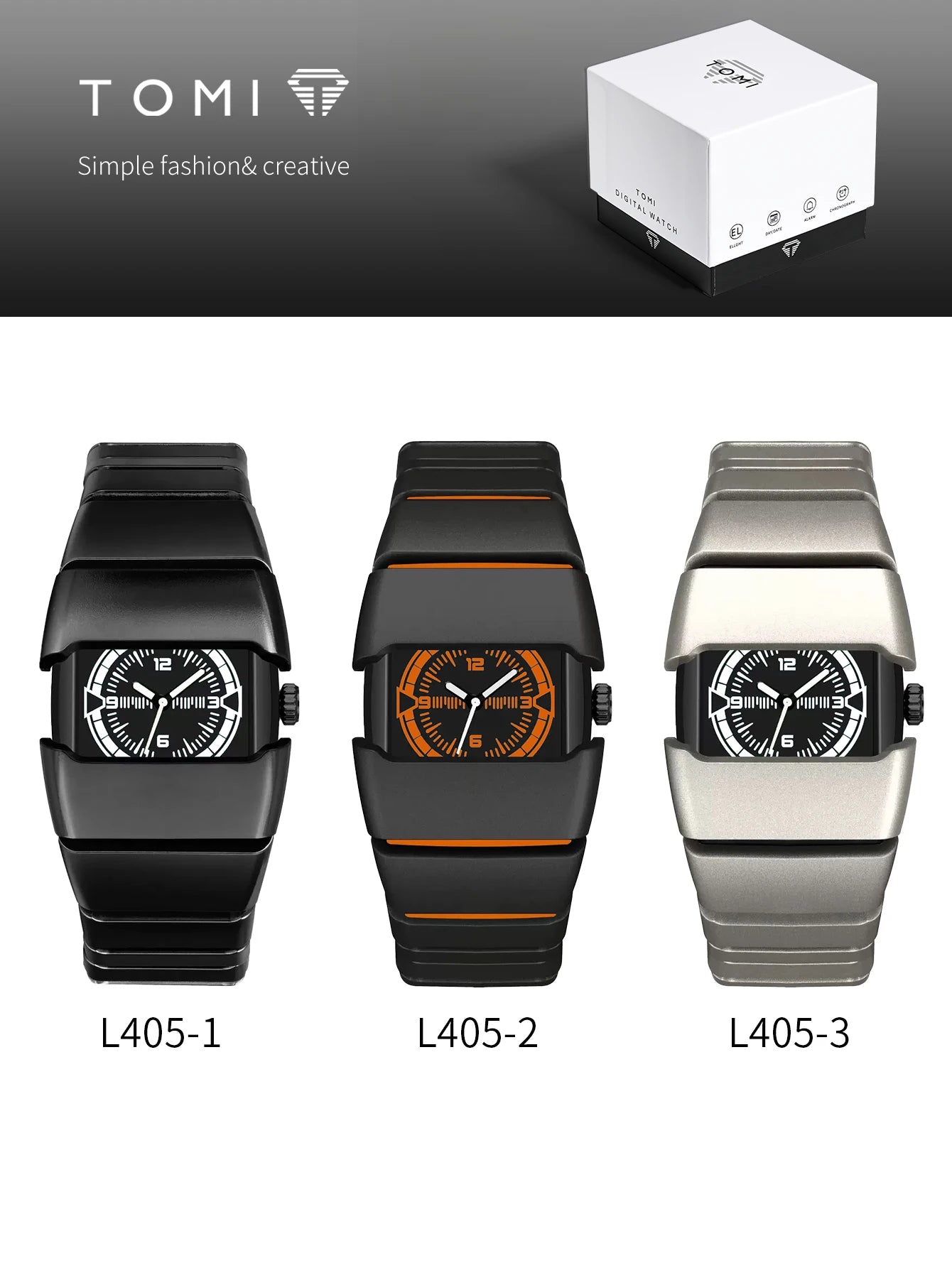 TOMI Fashion Men's Digital Watch Casual Wristwatch Minimalist Electronic Watch Daily Party Gift