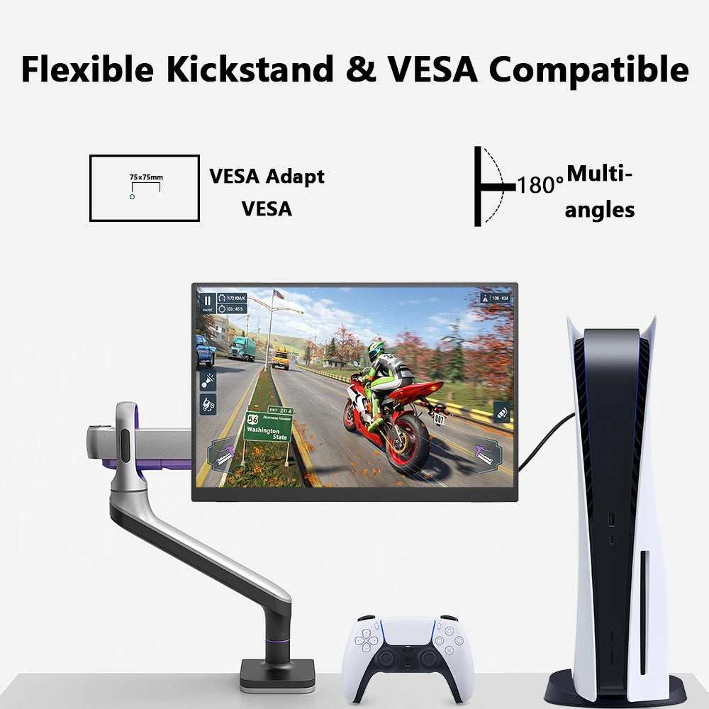 15.6 Inch 1080P Portable Monitor 16:9 Full Screen Extension for Laptop Phone Game Console