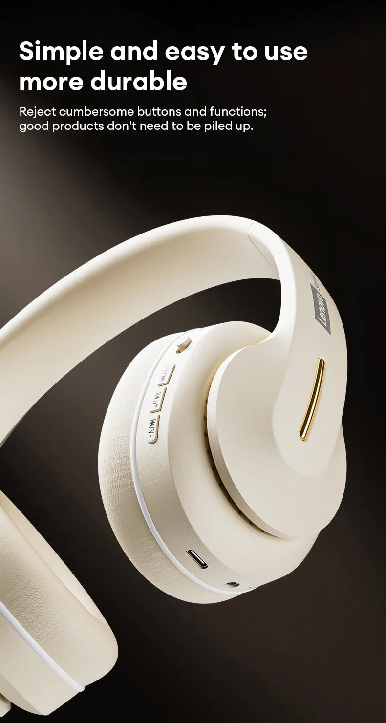 Lenovo Bluetooth 6.0 Over-Ear Headsets Low Latency Music Wired/Wireless Headphones Noise Reduction Stereo Sound LES-107 Earbuds