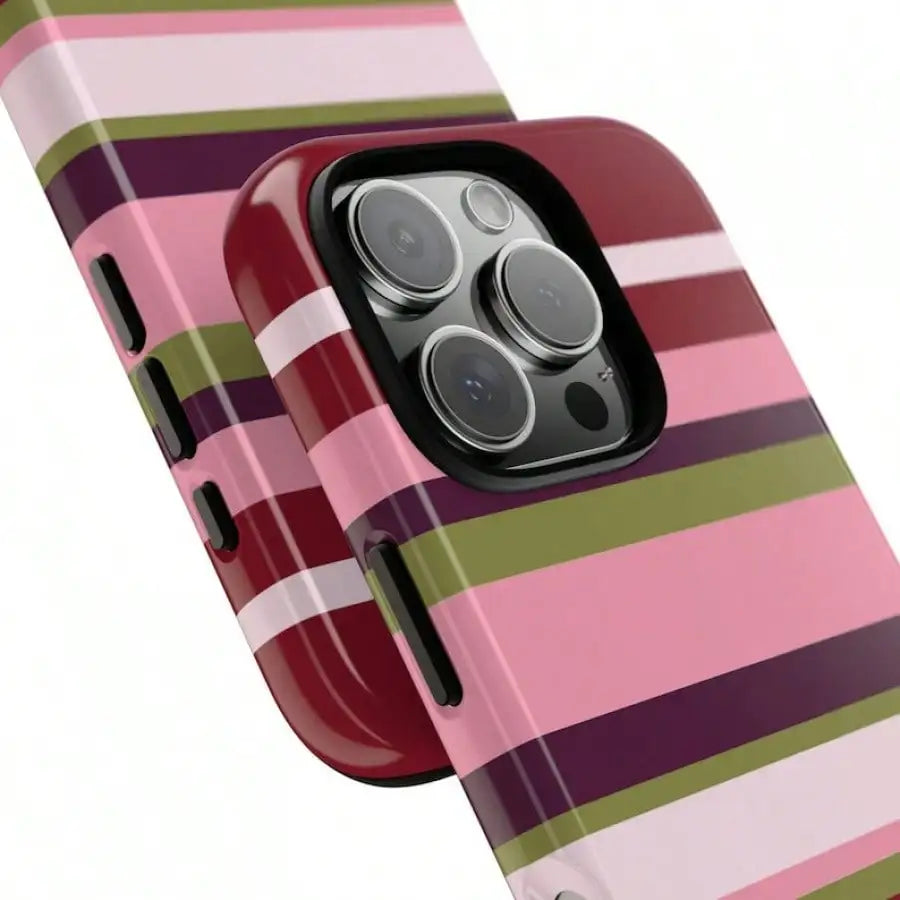 And Pink Striped Phone 16 15 14 13 And S25 S24 S23 Phone Cover Striped Phone Cases IphoneCreative Cartoon Phone, Shockproof And