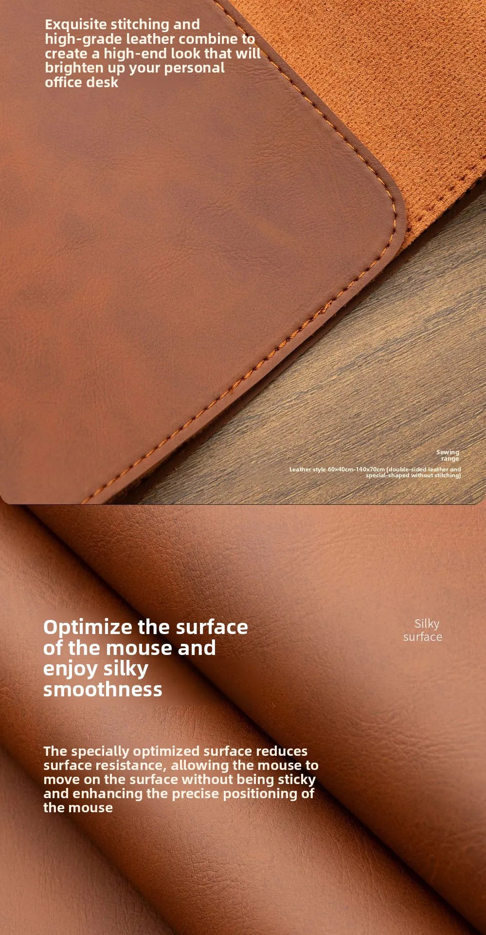 Crazy Horse Texture Pu Mousepad Portable Mouse Pad Large Gaming Waterproof Non-slip Suede Desk Mat Computer Keyboard Desk Pad
