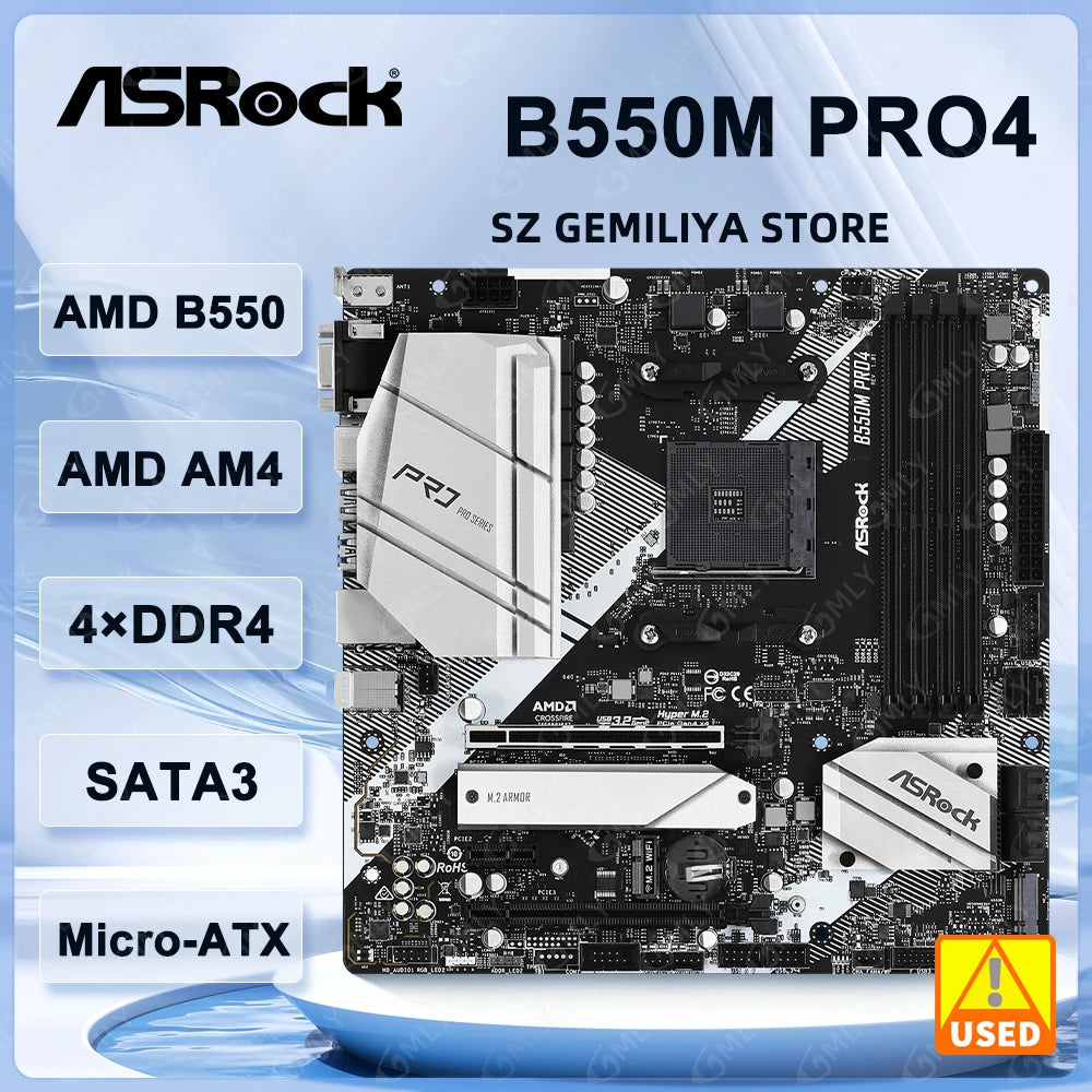 ASRock B550M Pro4 Motherboard Socket AM4 AMD B550 support Ryzen 5 5600 4500 3200G 3600 5700X cpu DDR4 128GB NVMe SSD Micro ATX - WinSupport Tech