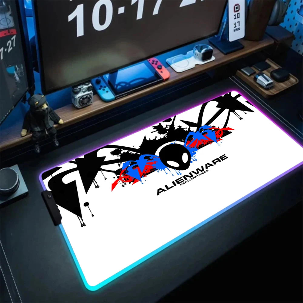 XXL Large PC Gamer Keyboard Desk Mat 900x400 RGB Alienware Gaming Mouse Pad LED Computer Accessories Tapis De Souris Mousepads