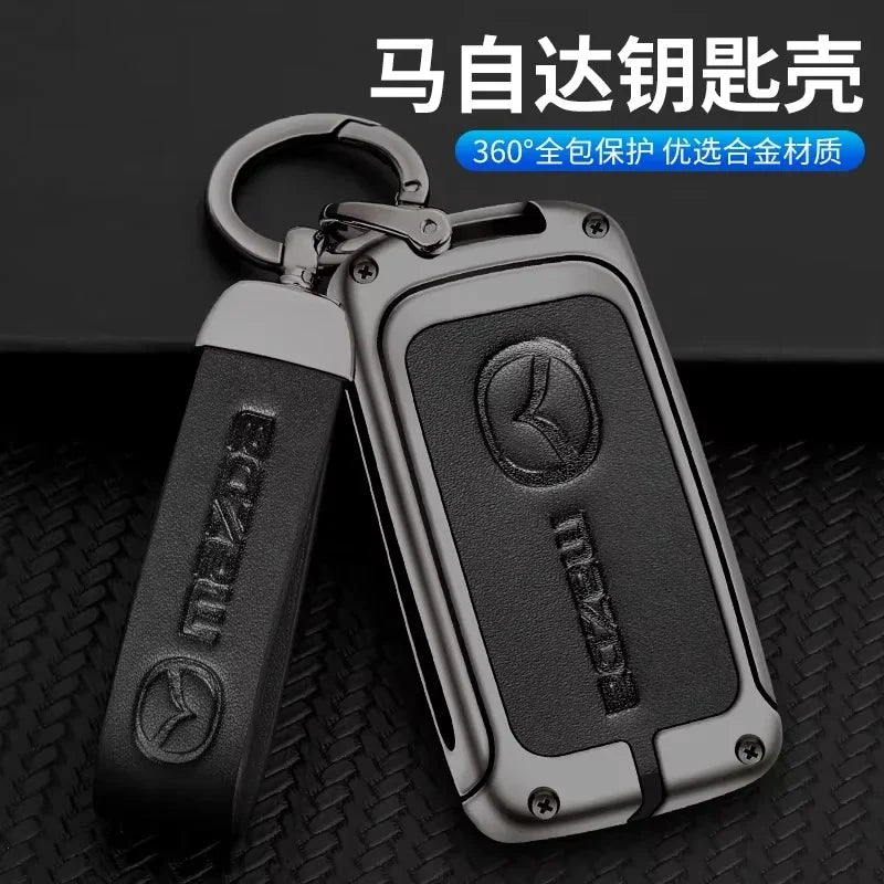 Metal&Leather Car Key Case Cover Protection For Mazda 3 Alexa BP CX3 CX4 CX5 CX-5 CX8 CX-9 CX-30 CX30 CX50 2020 2022 Accessories