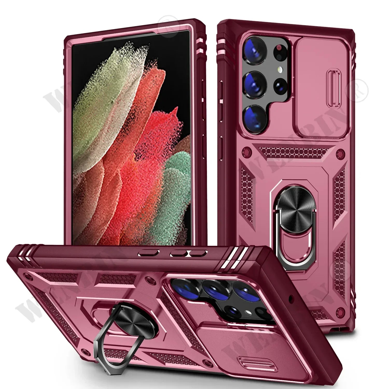 Case For Samsung S26 S25 S24 S23 Ultra Plus S25 FE A56 A36 Heavy Duty with Camera 360 Degree Rotate Kickstand Shockproof Cover