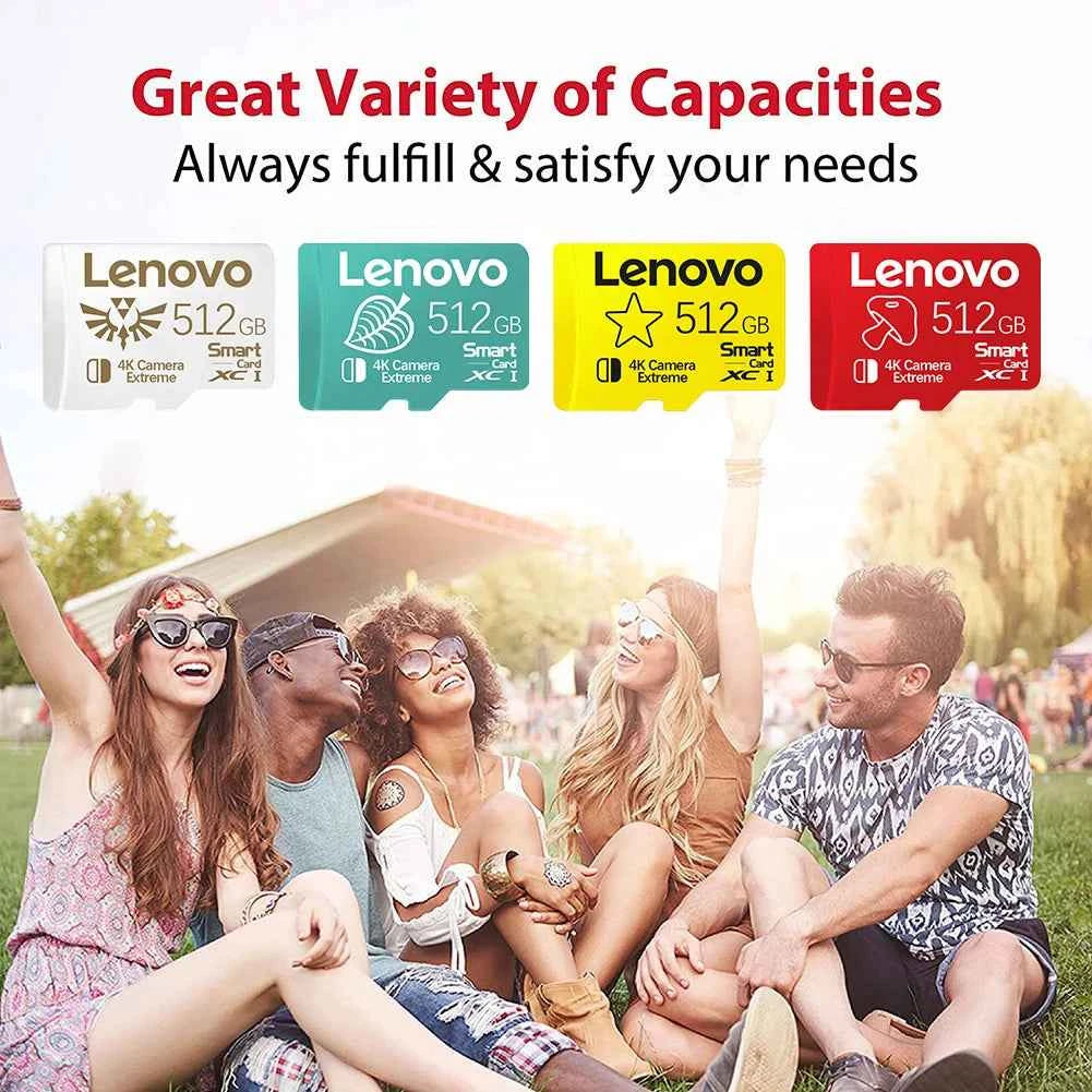 Lenovo High-Capacity Micro SD / TF Memory Card for Nintendo Switch, Cameras, Smartphones – 128GB/256GB/512GB/1TB