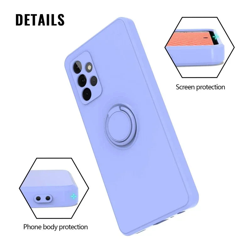 Armor Shock Cover with Magnetic Ring Holder for Samsung Galaxy S24 23 22 S21 S20FE Note 9 10 20 Ultra Plus Fall Proof Phone Case