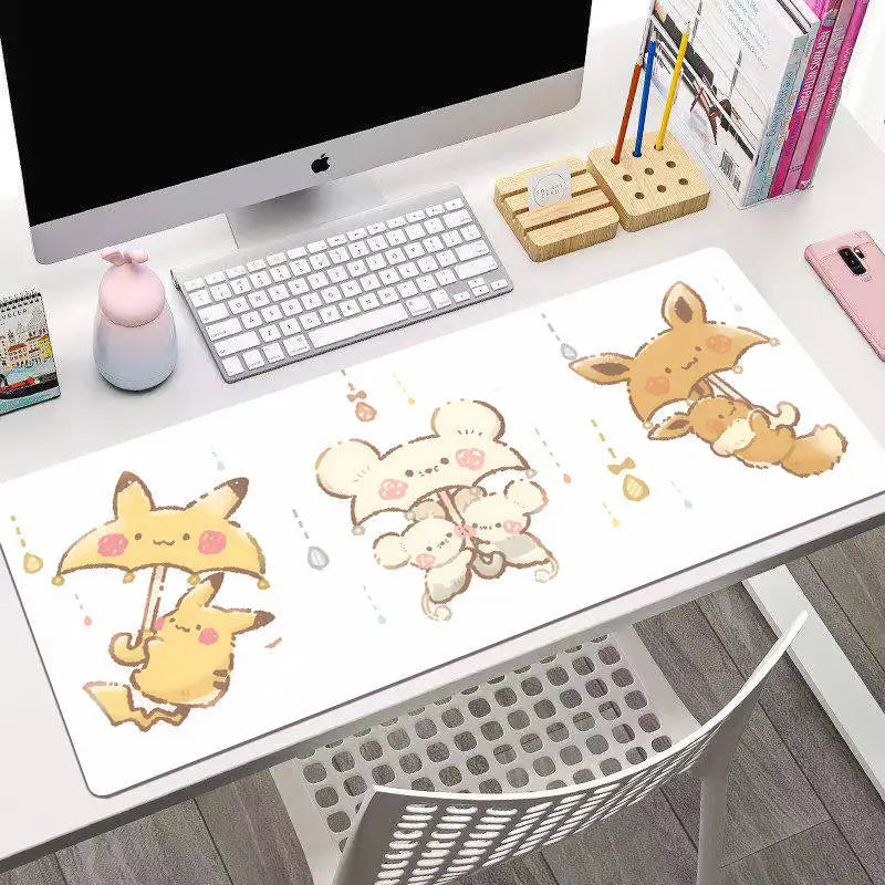 Animated Pokémon Pikachu High Definition Printed Leather Mouse Pad Pokémon Game Oversize Gaming Keyboard Desktop Pad Writing Pad