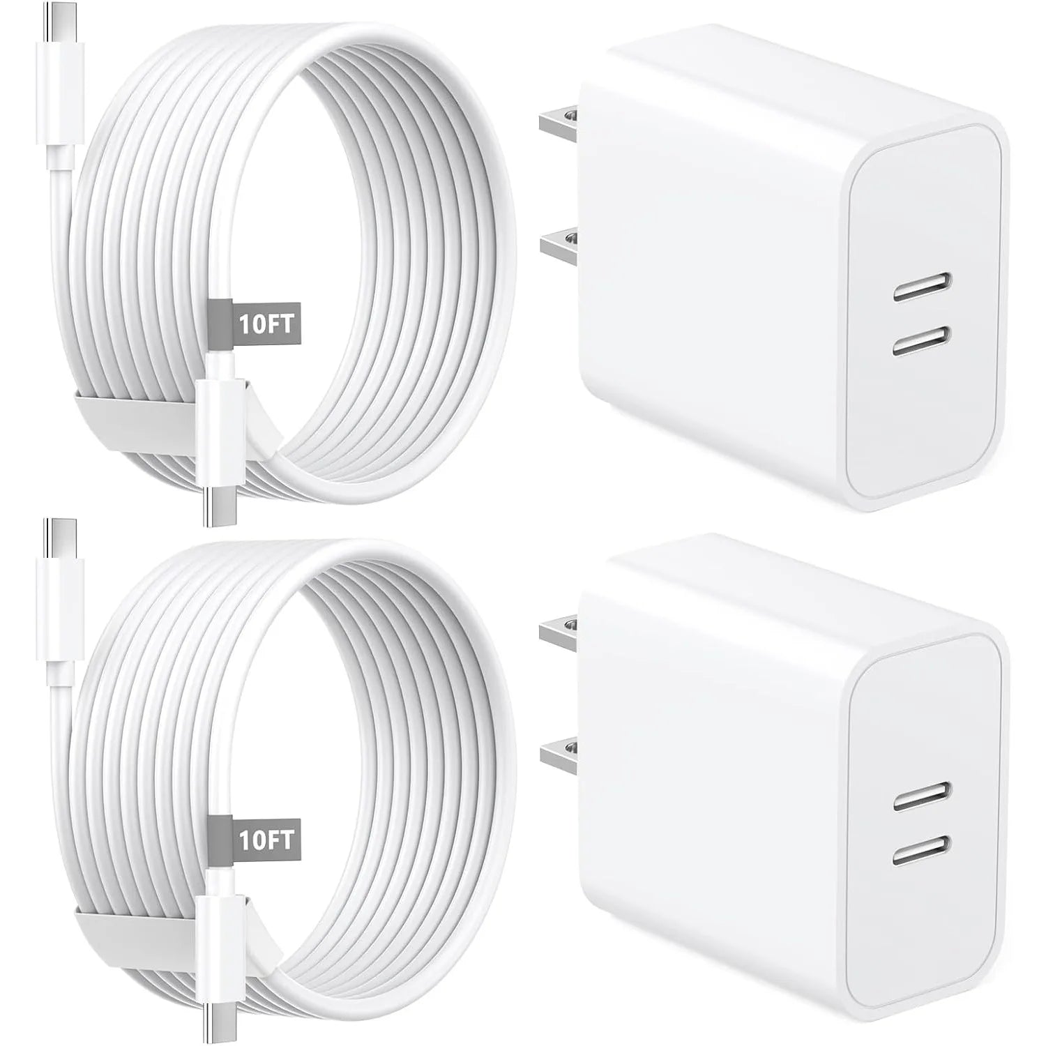 For iPhone16 Charger, 2 Pack 20W Dual Port USB C Charger with10FT USB C Charging Cord for iPhone 16/15/15 Plus/15 Pro/15 Pro Max
