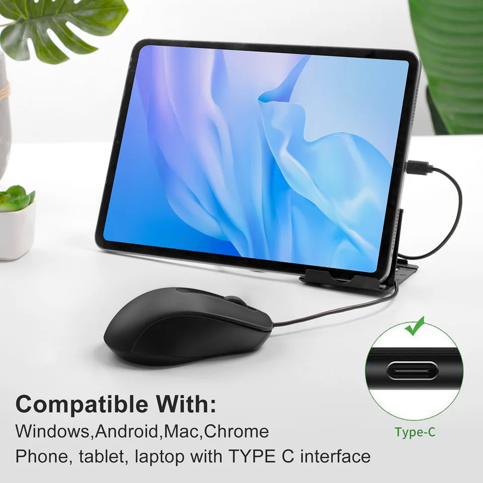 HKXA 3D Type C Wired Mouse Gaming Mouse Silent Ergonomics Optical Mouse 1000 DPI Computer Mouse Gamer for PC/Laptop/Desktop