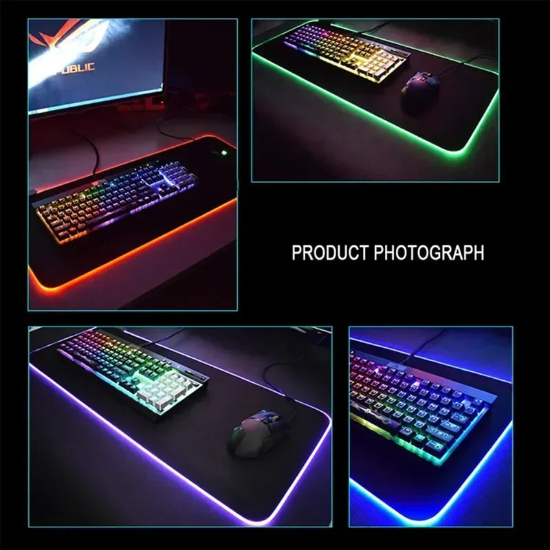 600x300x3mm RGB Gamer Glowing HD Keyboard Mat Asus Office Table New ROG Art Design Colorful LED Mouse Pad Rubber Non-slip Carpet