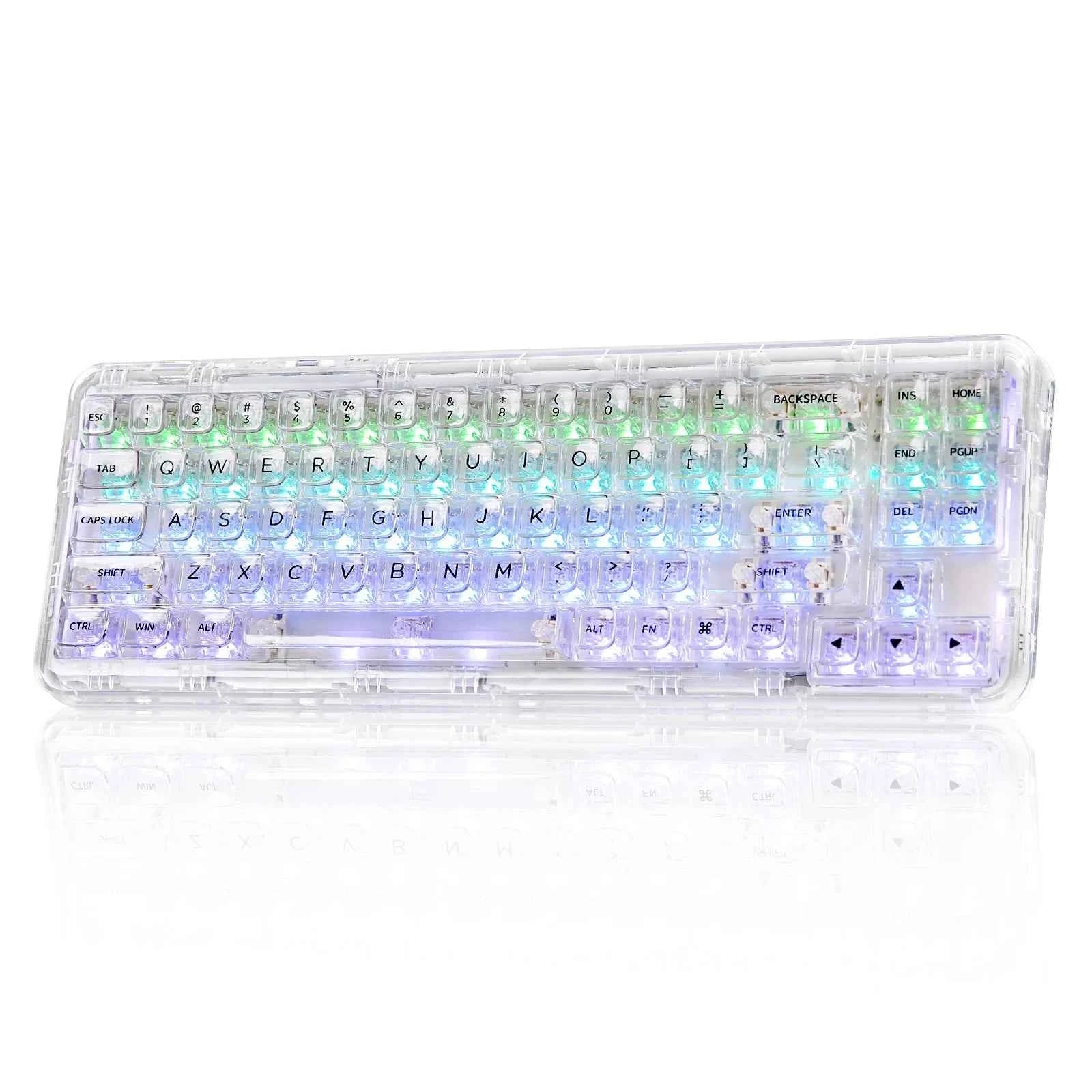 YUNZII X71 68% Layout Wireless BT/2.4G/USB-C Gasket Hot-Swap Transparent RGB Mechanical Gaming Keyboard with Clear Keycaps