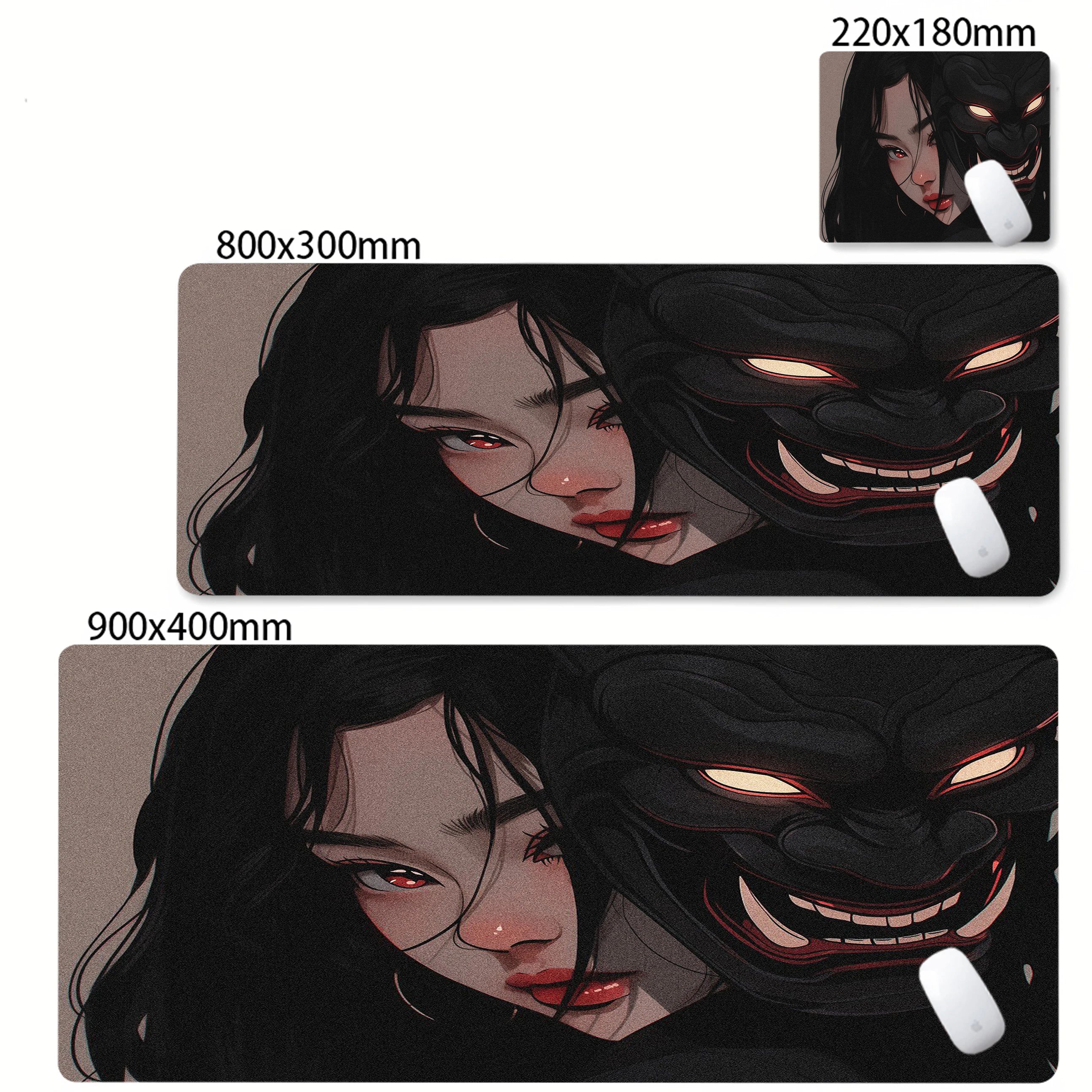 Mask Anime Girl Mouse Pad Large Computer Office Game Table Mats XXL Rubber Anti-slip Gaming Keyboard Mousepads Long Desk Pads