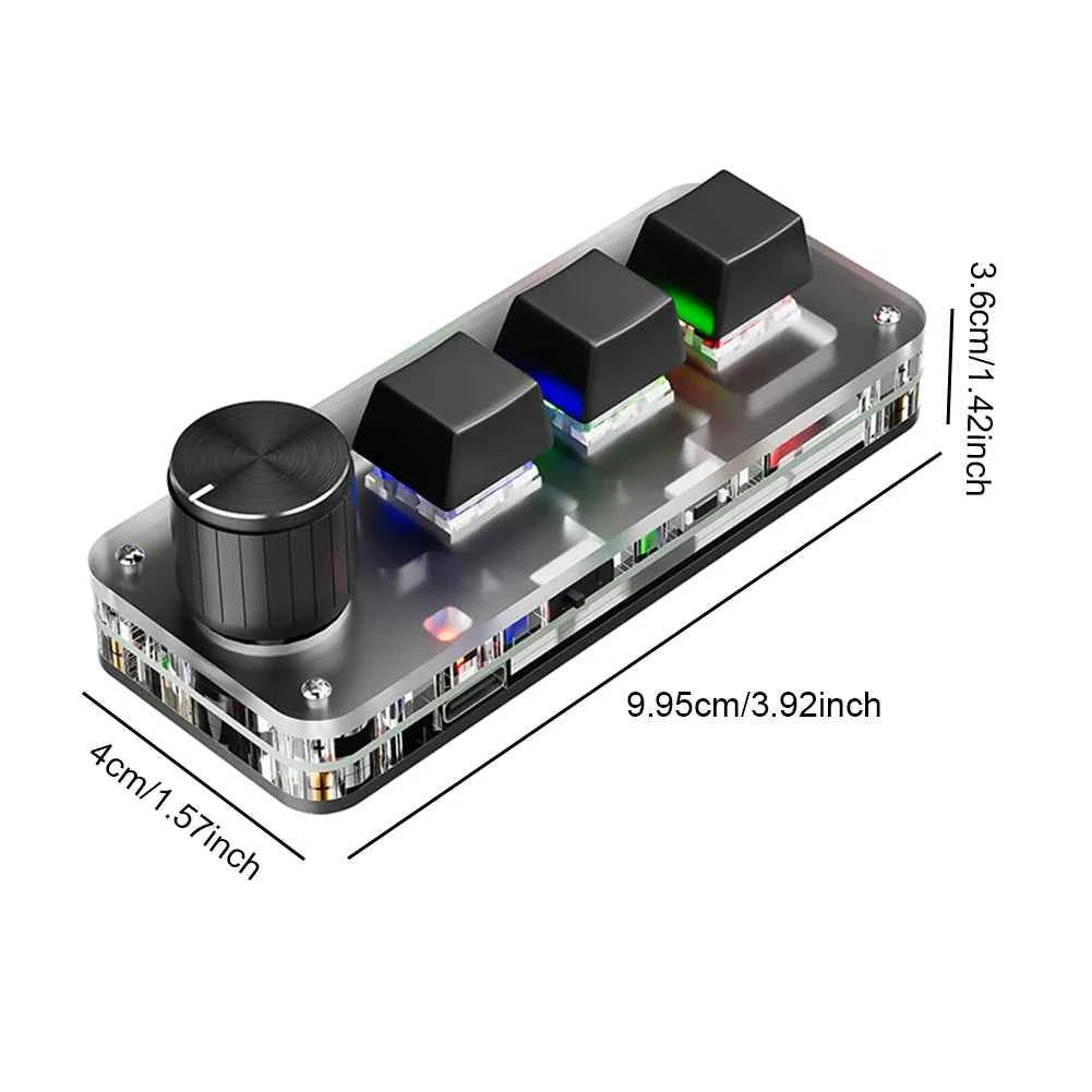 Mini Customized Mechanical Keyboard Hot Swappable Macro Programmable Keyboard 3 Key 1 Knob