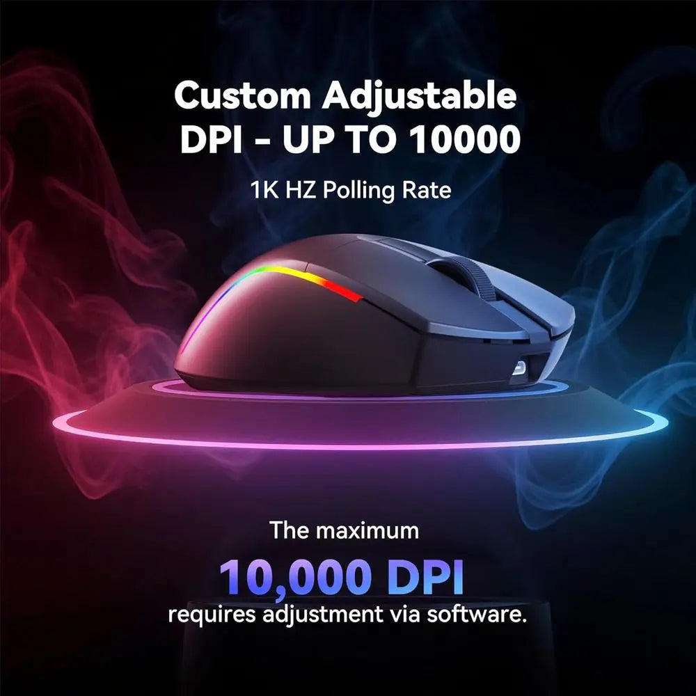 Wireless RGB Gaming Keyboard and Mouse Combo, 3 Modes, 10,000 DPI Mouse, 65g Lightweight, 25-Key Anti-Ghosting for PC
