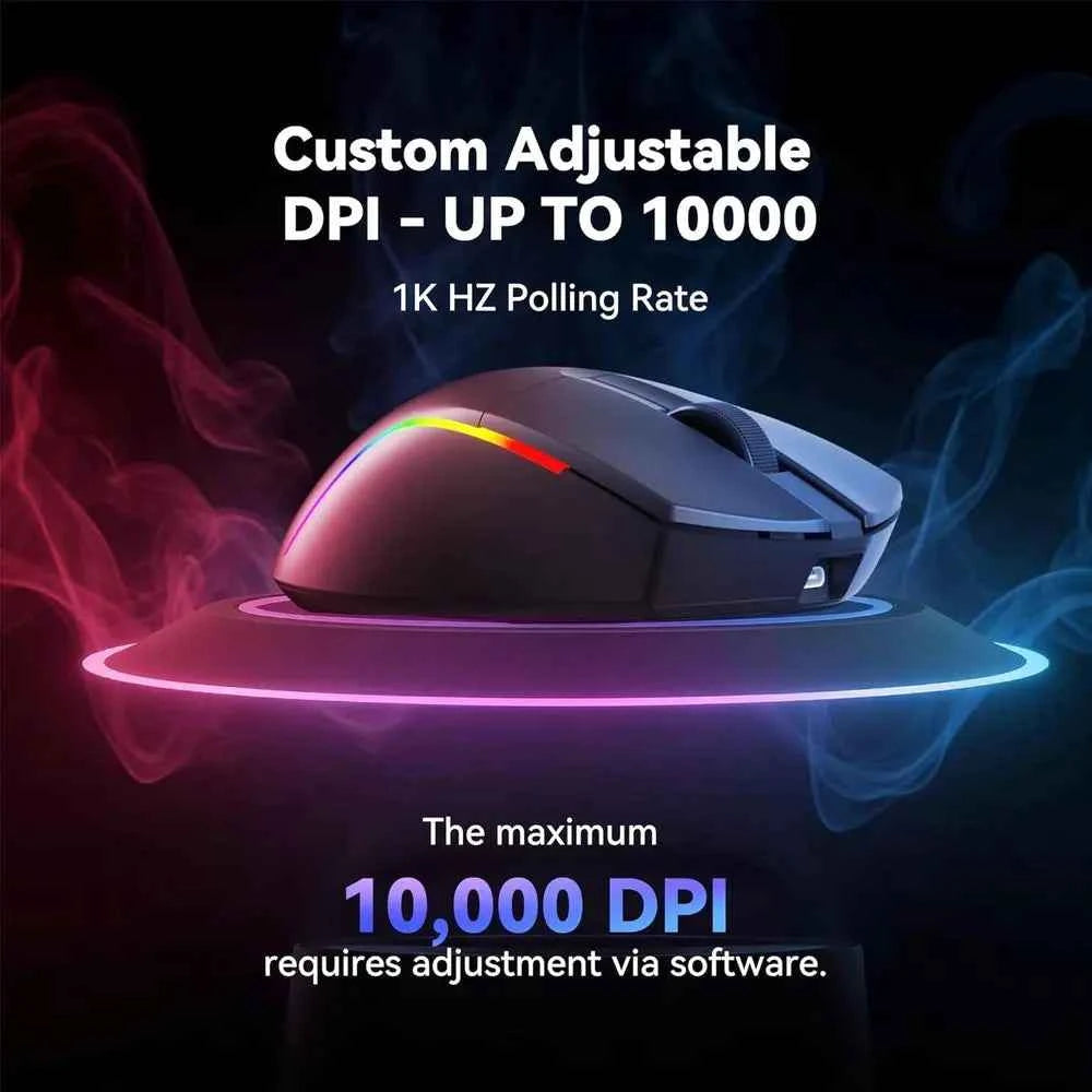 Wireless RGB Gaming Keyboard and Mouse Combo, 3 Modes, 10,000 DPI Mouse, 65g Lightweight, 25-Key Anti-Ghosting for PC