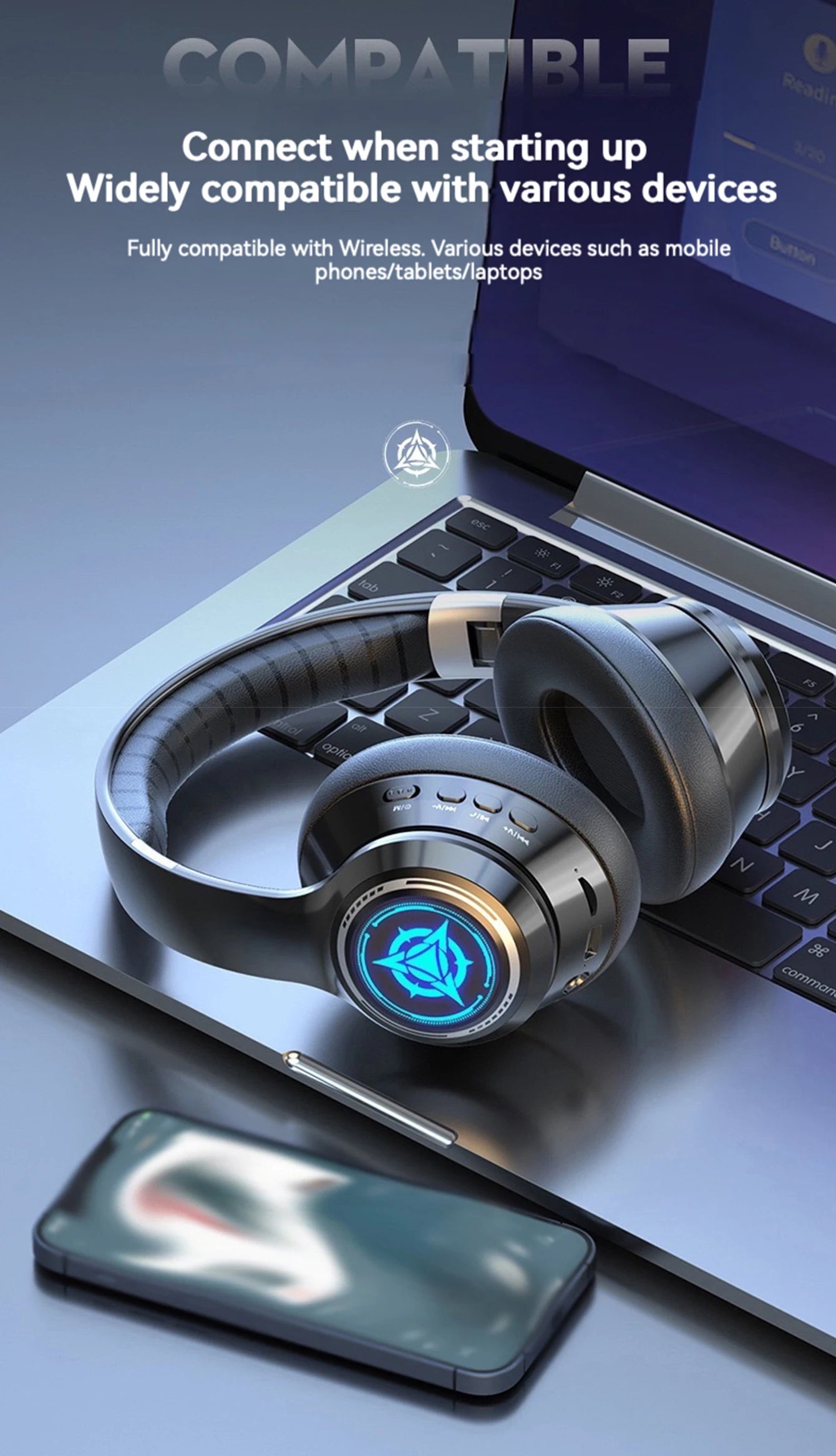 Wireless Headphones | Over-Ear, In-Ear, Headband Styles, Low-Latency HIFI Call, Leather Comfort, USB-C Charging, Rotatable, Port