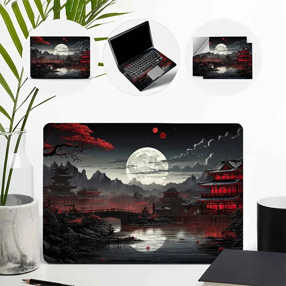 Set of 1 Set of 2 Cartoon Deep Mountain Moon Design Computer Skins, Universal Vinyl Scratch Resistant Stickers for Mac Book and